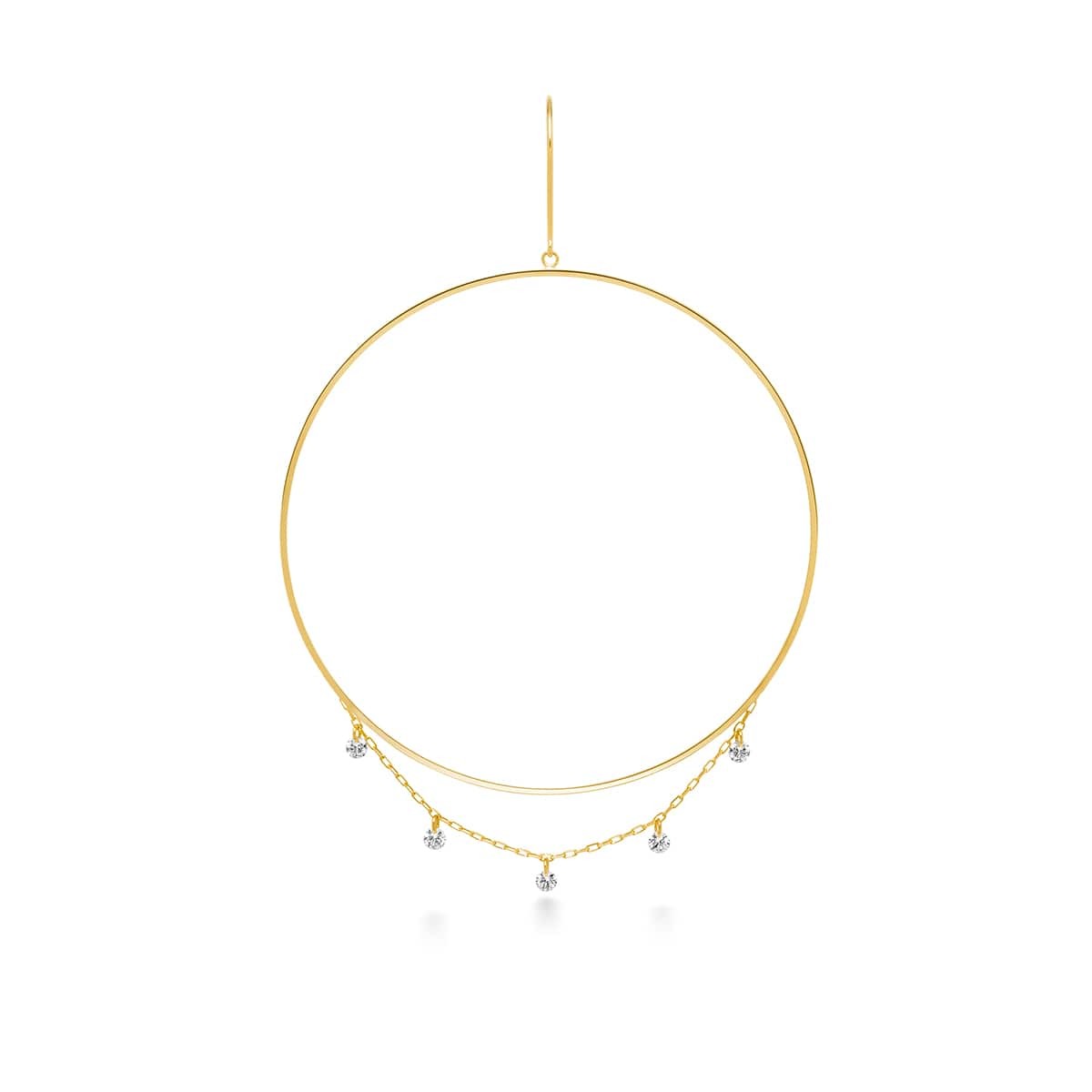 bindu chain diamond hoop 耳环